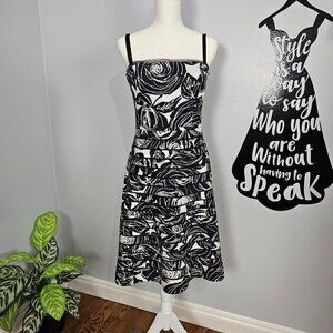 White House Black Market Strapless Floral Black And White Mini Dress